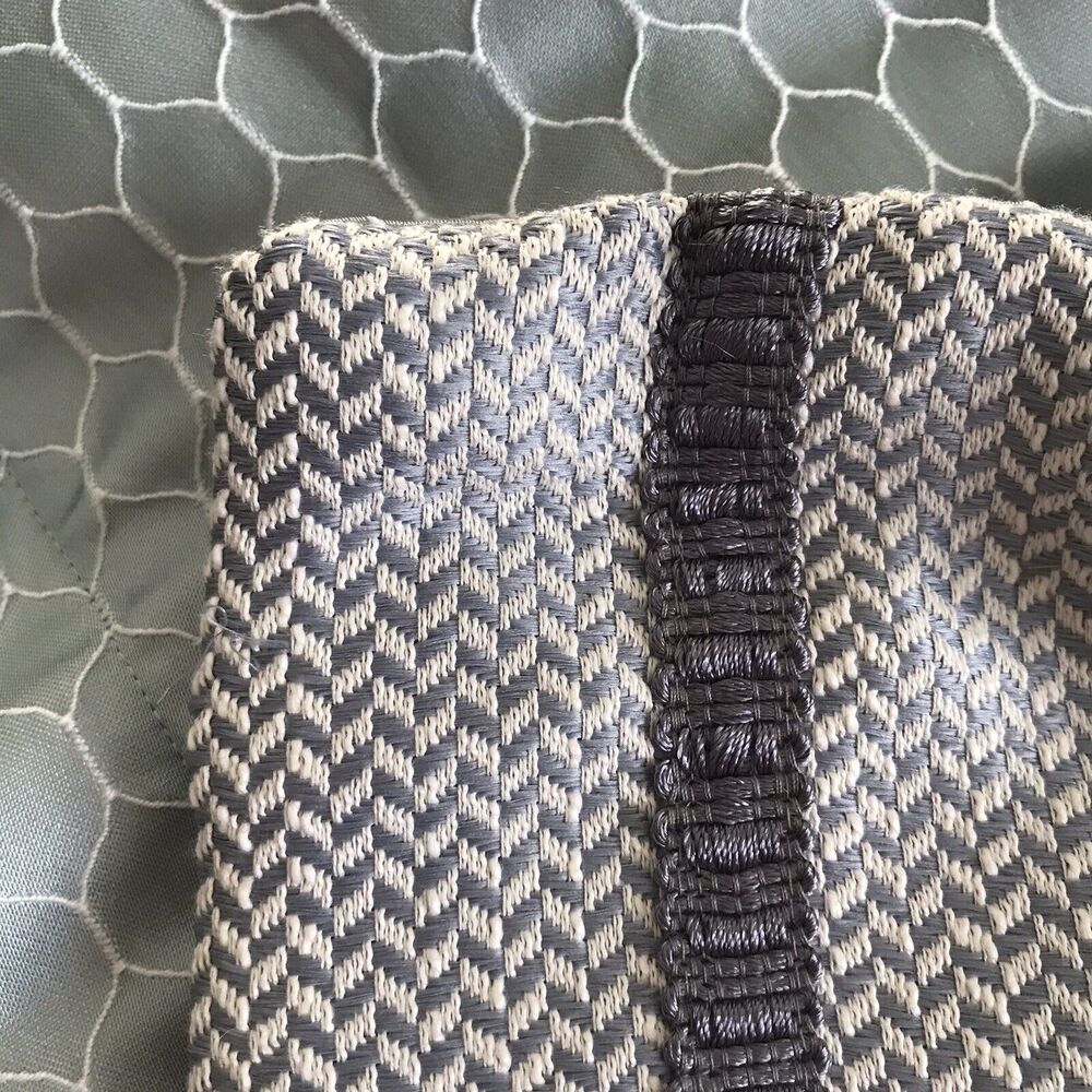 Rose Tree PLACIO Euro Sham 26x26 Blue Ivory Chevron Reversible Button Closure